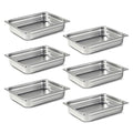 1/2 Hotel Pans 2.5 Inch Deep Stainless Steel Food Pan - Anti-Jam 6 Pack Steam Table Pan Set for Catering, Buffet Use, Kitchen Prep