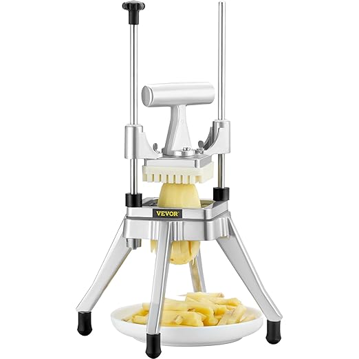 VEVOR Commercial Vegetable Fruit Chopper 3/8″ Blade Heavy Duty Professional Food Dicer Kattex French Fry Cutter Onion Slicer Stainless Steel for Peppers Potato Mushroom, Sliver