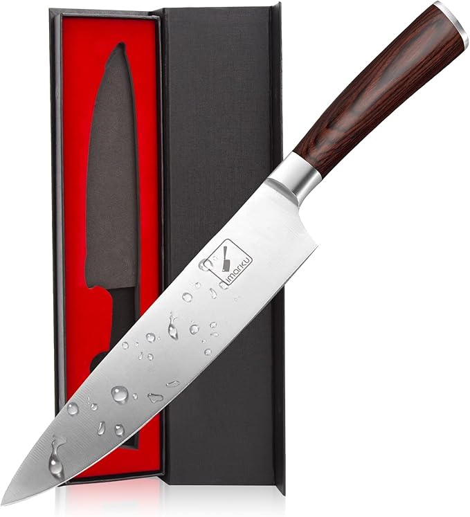 imarku Chef Knife - Pro Kitchen Knife 8 Inch Chef's Knives High Carbon Japanese SUS440A Stainless Steel Sharp Paring Knife with Ergonomic Handle, Red Handle, Christmas Gifts for Men and Women