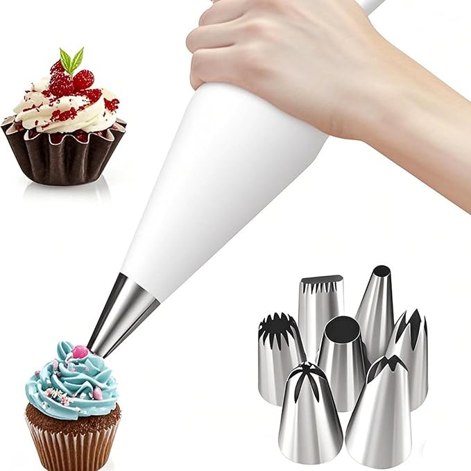 Reusable Piping Bags and Tips Set - 16inch Pastry Bags for Cake Decorating, Cupcakes, Cookies | Durable Cotton Exterior, Easy to Clean, Eco-Friendly Baking Kit for Home Bakers & Chefs