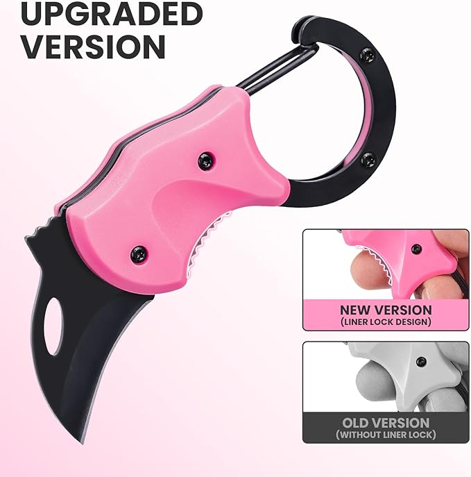 Pink Keychain Knife Stocking Stuffers Gifts for Mom, Cute Box Cutter Small Pocket Knife Gadgets, EDC Knives Tool with 1.34 inch Sharp Blade for Everyday Carry, Womens Christmas Gift for Her