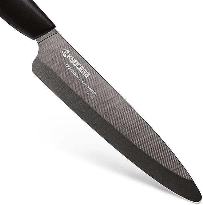 Kyocera Advanced Ceramic Revolution Series 5-inch Slicing Knife, Black Handle, Black Blade