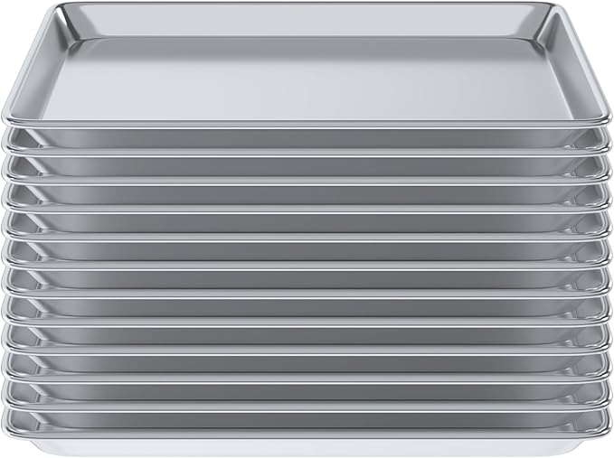 Pack of 12 | Size 13 in. x 18 in. Half Size Aluminum Bun. / Sheet Pan | Ideal for baking, roasting, cooling, prepping, or storing - a must-have in restaurants, bakeries, and busy kitchens.