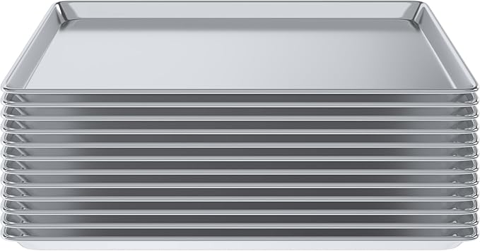 Pack of 12 | 18 in. x 26 in. Full Size Aluminum Bun. / Sheet Pan | Ideal for baking, roasting, cooling, prepping, or storing - a must-have in restaurants, bakeries, and busy kitchens.