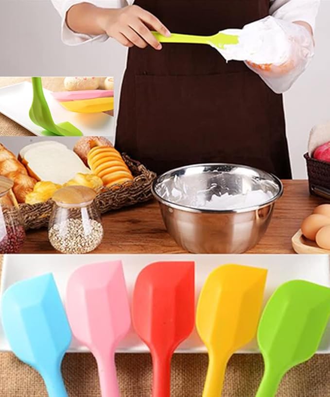 8 Piece Heat Resistant Silicone Spatula Set Non Stick Rubber Spatula Kitchen Utensils for Cooking,Baking,and Mixing,Multicolor