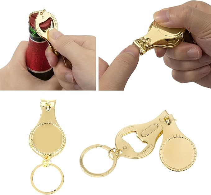 30pcs Personalized 4 in 1 Multi Function Bottle Opener, Nail Clipper, Wedding Favors Brewery, Private Customized, Gold, Multitool Gifts for Men