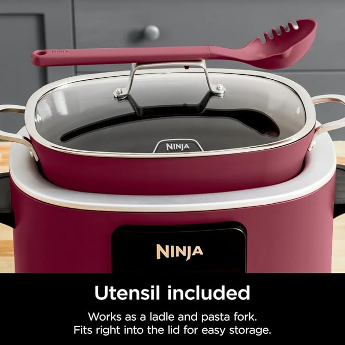 Slow Cooker, Ninja Foodi PRO Possible Cooker, 8.5-Qt, 6-in-1, Saut, Bake, Braise, Steam Functions, Triple Fusion Heat, Nonstick Oven Safe Pot, MC1000WM, Slow Cooker, Cherry Tarte