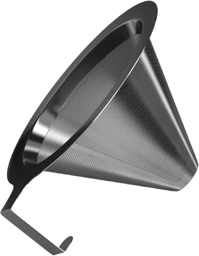 Coffee Gator Paperless Pour Over Coffee Dripper Brewer 14oz Clear (Stainless Steel, Coffee Filter)