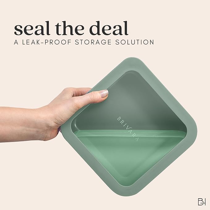 Ceramic Coated Glass Food Storage Container | No PTFE, PFOA, PFAS, and BPA | Reusable Non Toxic Meal Prep Container with Glass Lid | Easy To Store | 11 Cup Rectangle [Willow]