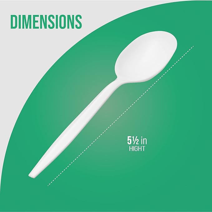 1,000 Plastic Disposable Soup Spoons Bulk White Medium Weight Disposable Silverware Plastic Cutlery Spoons