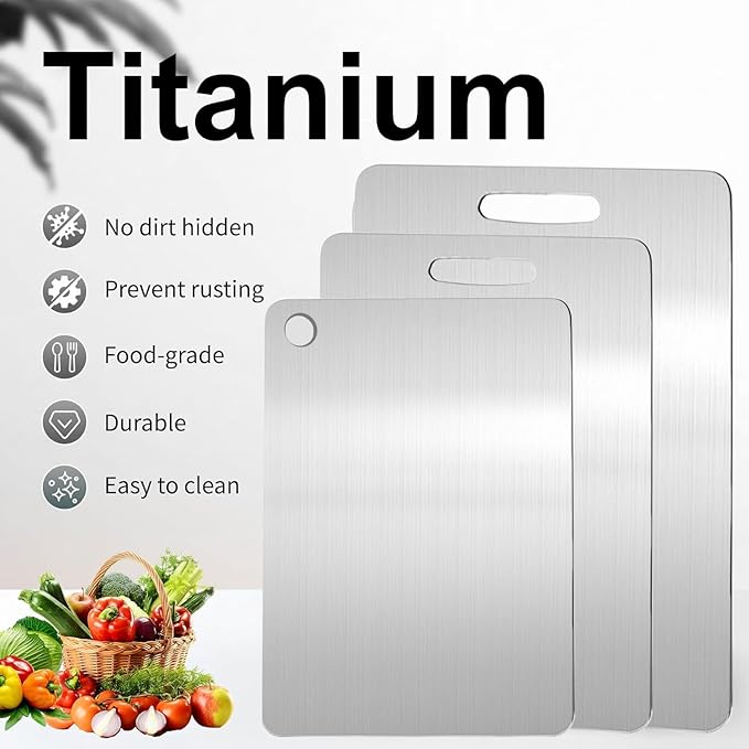 Katuchef Titanium Cutting Board,2026 New 100% Pure Titanium Cutting Boards for Kitchen,Non toxic Doubld-Side Durable Chopping Boards, Easy to Clean and Store(1PC-M:13.38 * 9.05)
