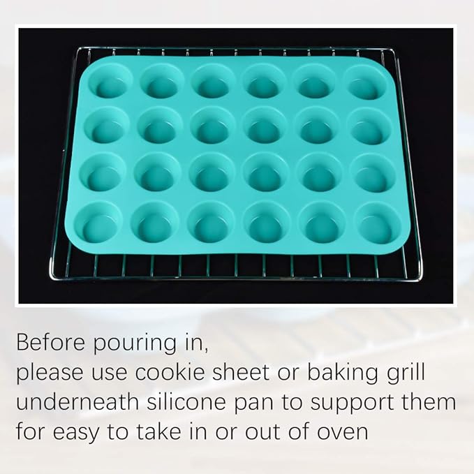 Mini Muffin Pan 24 Mini Cupcake Pans Silicone Molds Food Grade Silicone Muffin Pans for Baking Pack of 2