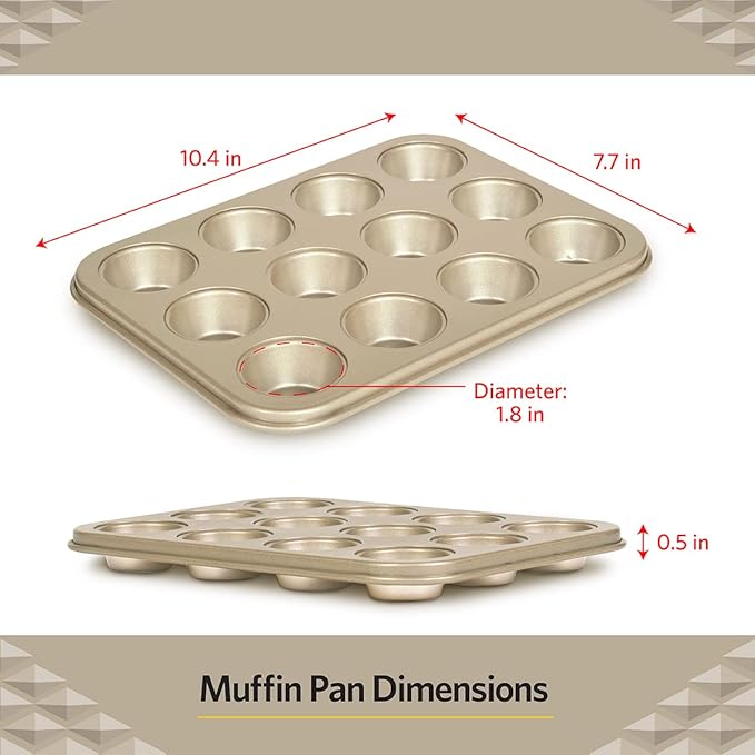 Glad Mini Muffin Pan Nonstick - Heavy Duty Metal Cupcake Tin with Small Baking Cups, Mini 12-Cup