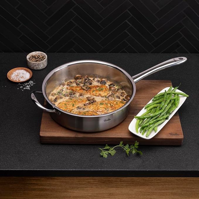 Fissler M5 Pro-Ply 5-ply Stainless Steel Sauté Pan with Metal Lid, 5 Quart