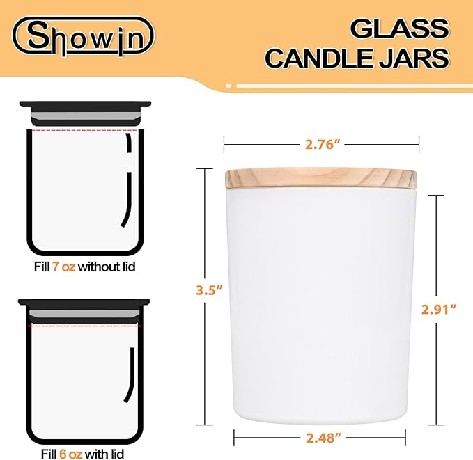Thick Candle Jars for Making Candles 16 Pcs, 7 OZ Empty Jars with Wood Lids for Candle Making, Sample Container, Light White