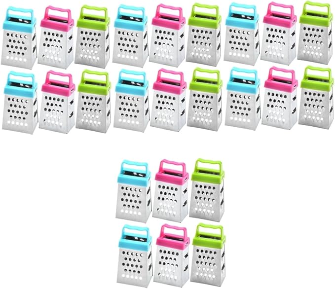 PRETYZOOM 24pcs Mini Cheese Grater Stainless Steel Grater Garlic Slicer Handheld Fruit Vegetable Cutter Easy Clean