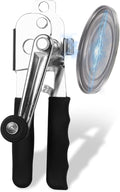 Commercial Can Opener with Magnet, Manual Heavy Duty Folding Hand Crank Can Opener Smooth Edge with Comfortable Long Handles, Fit All Size Cans, Large Cans for Seniors, Kitchen