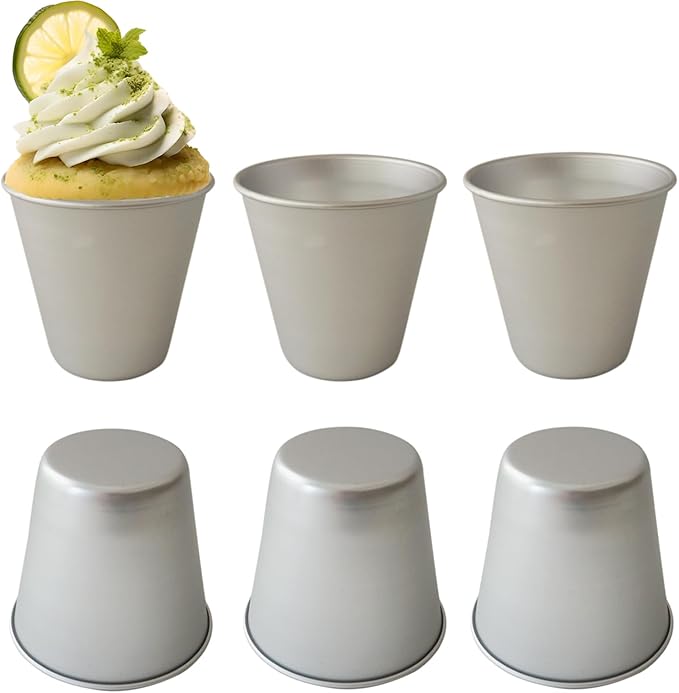 6 PCS Tart Pan Set, Aluminum Popover Pans, Individual Yorkshire Pudding Cup Molds, Deep Round Dish for Egg Tart, Muffin, Cupcake (3.58x 2.28x 3.15 Inch)