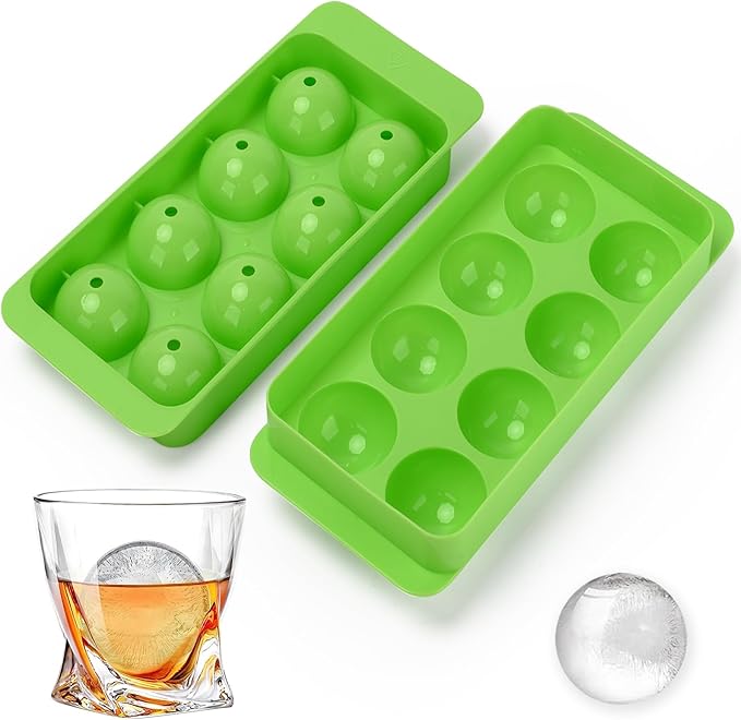 Round Ice Cube Mold,1.8 INCH x 8,Ice Ball Maker Mold | Round Ice Cube Trays for Freezer,Whiskey Ice Cubes Mold,Circle Ice Cube Tray with Lid,Ice Trays-Ice molds for Whiskey,Cocktails,Coffee