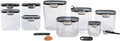 ProKeeper+ Airtight Food Storage Container Set – Clear Plastic Flour and Sugar Canister Set with Magnetic Accessories for Kitchen Organization (Grey, 13-Piece)