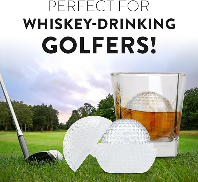 2 Pcs Silicone Golf Ball Ice Mold - 2.5” Ice Ball Maker Mold Ideal for Cocktails, Bourbon, Brandy - Perfect Ice Ball Mold Golf Gifts For Men