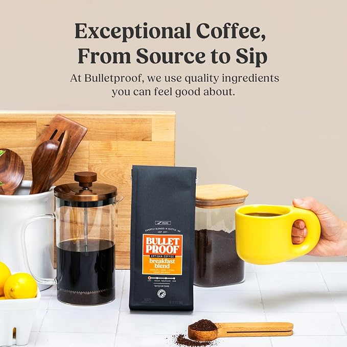 Bulletproof Breakfast Blend Light Roast Ground Coffee, 12 Ounces, Clean Coffee Tested for Toxins, Packaging May Vary (Pack of 2)