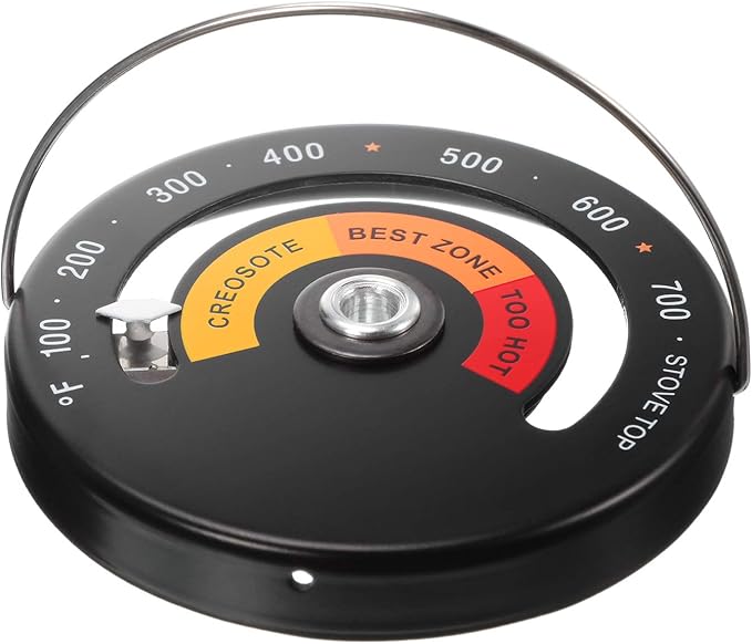 Frienda Wood Stove Thermometer Magnetic, Oven Temperature Meter Stove for Avoiding Chimney Pipe Damaged by Overheat(2 Pieces)