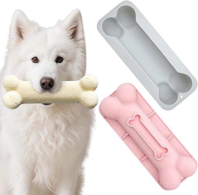 2 Pack Treat Silicone Molds Big Bone Shape Ice Cube Trays Dog Birthday Cake Mold Bone Shape Cake Pan for Frozen Treats Dog Chews Baking