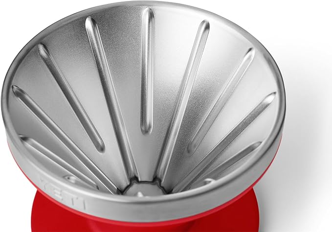 YETI Pour Over Coffee Maker Accessory Ramblers, Designed for Perfect Coffee Extraction Anywhere, Stainless Steel, fits any V60 Filter, Rescue Red