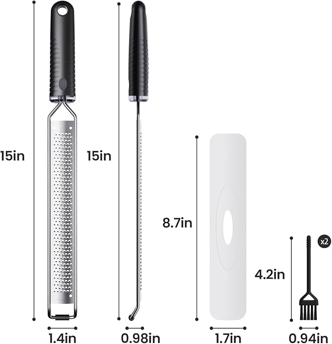 Cheese Grater with Non-Slip Handle, Lemon Zester, Extra Coarse Grater, 15in x 1.4in