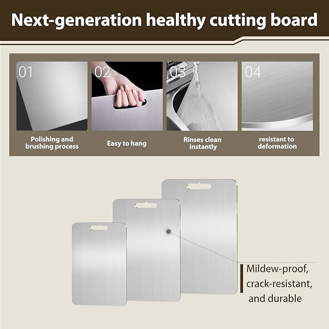 100% Pure Titanium Cutting Boards for Kitchen Suitable for restaurant and home food Meat &Vegetable &Pizza Can be Washed in a Dishwasher Safe Tabla Para Picar Para Cocina (11.5"Lx8"W)