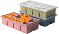 1/2 Cup Silicone Freezer Tray With Lid,Silicone Freezer Molds 3-Pack For meal prep & freezing of various sauces and other dishes, makes 24 perfect 1/2 cup portions cubes (Multicolor 3 Pack)