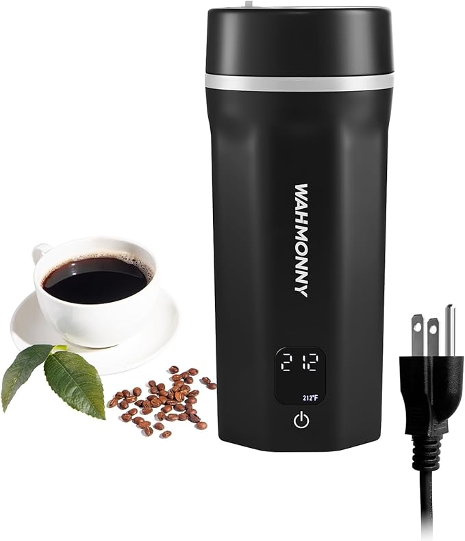 Travel Electric Kettle, Dual Voltage 110V-240V Portable Kettle 6-Temp Control,304 Stainless Steel Small Mini Tea Coffee Kettle,400W Fast Water Boiler, Black (550ML)