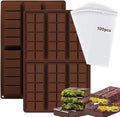 Chocolate Bar Mold,2pcs Silicone Deep Chocolate Bar Molds with 100pcs Bags,Non-Stick Thick Chocolate Bar Molds for Dubai Chocolate Bar,Candy,Chocolate Snacks
