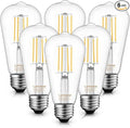 Lumiverse Edison Bulbs 60W Equivalent, Dimmable LED Light Bulbs, CRI 90+, Vintage E26 Lightbulbs, Natural White 4000K, ST19 ST58, 5.5W, Antique Clear Glass, 6 Pack