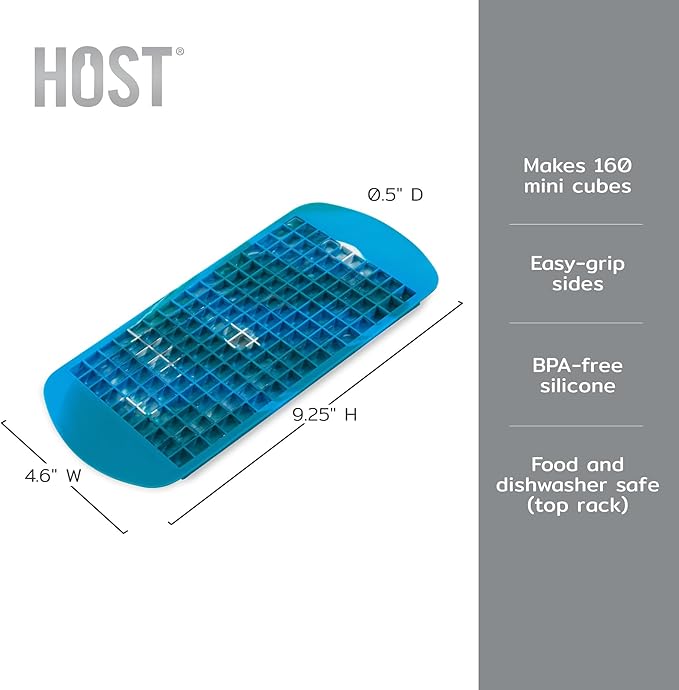 Host Mini Ice Cube Tray, Makes 160 Cubes, Durable Silicone Trays, Perfect for Cocktails, Whiskey, Bourbon, Margarita, Mojito, Iced Coffee, Home Kitchen Essentials, Set of 1, Blue Marble