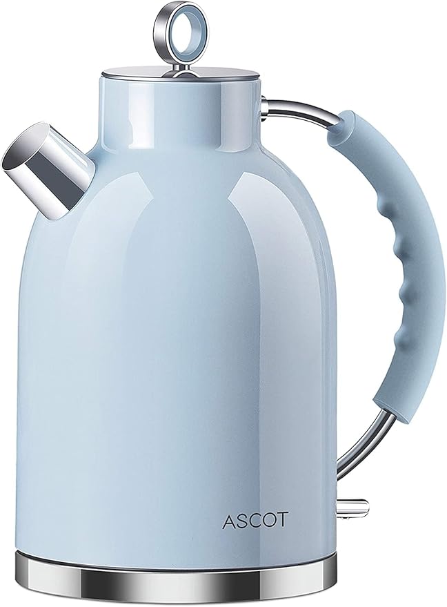 Electric Kettle, ASCOT Electric Tea Kettle, Stainless Steel Kettle Water Boiler, Fast Boiling Kettle, 1.5L, 1500W, BPA-Free, Cordless, Automatic Shutoff, Boil-Dry Protection, Blue