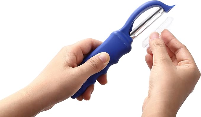 Spring Chef Premium Swivel Vegetable Peeler, Soft Grip Handle and Ultra Sharp Stainless Steel Blades - Perfect Kitchen Peeler For Veggie, Fruit, Potato, Carrot, Apple - Sapphire
