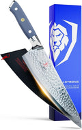 Dalstrong Chef Knife - 8 inch Blade - Shogun Series - Japanese AUS-10V Super Steel Kitchen Knife - Lightblue Handle ABS - Damascus - Razor Sharp Chef's Knife - Professional Full Tang Knives - Sheath