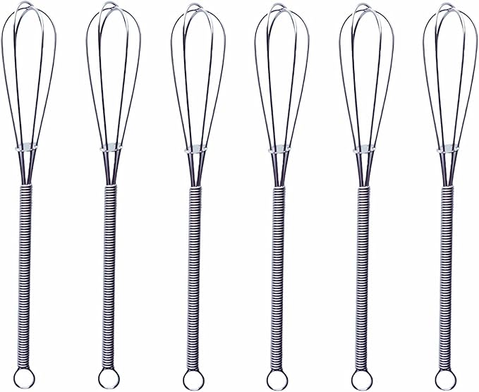 6 Pcs Small Wire Whisks 7 Inches Mini Stainless Steel Whisks for Cooking Kitchen