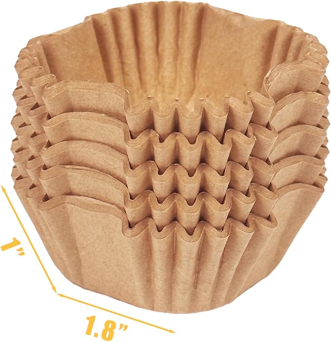 qiqee 500pcs Natural Square Cupcake Liners Muffin Linner No Smell, Food Grade Brown Baking Cups（Standard Size）
