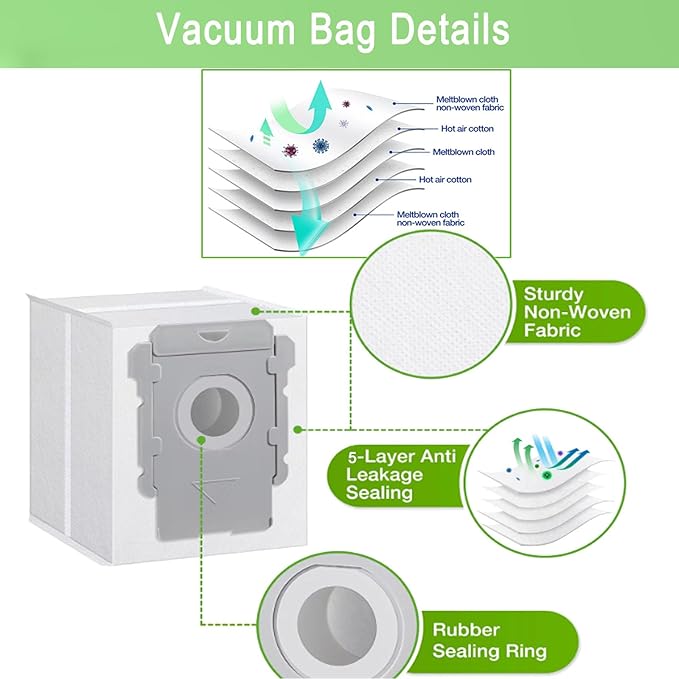 24 Pack Vacuum Bags Compatible with iRobot Roomba i7 i7+ i3 i3+ i8 i8+ j5+ i5+ i4 i4+ i1+ i6 i6+ j5+ j7 j7+ s9 s9 Plus Bags Automatic Dirt Disposal Bags