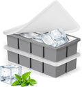 Ice Cube Tray for Freezer,2 Pack Large Ice Cube Molds for Whiskey,2Inch Square Ice Cube Tray,Easy-Release Ice Mold,16 Giant Ice Cubes for Bourbon Cocktail(Grey)
