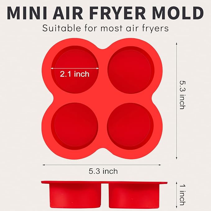 2 Pack Air Fryer Egg Bite Molds, 4-Cup Mini Round Muffin Pans Silicone Baking Molds for for Oven, Air Fryer and Pot