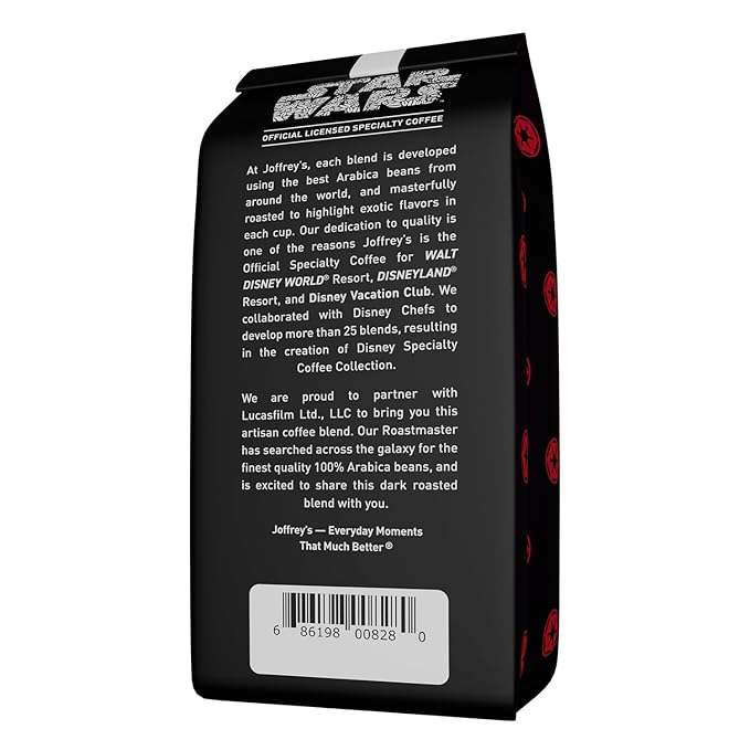 Joffrey's Coffee - STAR WARS™ Dark Side Blend, STAR WARS Licensed Coffee Collection, Artisan Dark Roast, Strong & Smooth Taste, Brew or French Press (Whole Bean, 11oz)