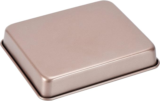 Nonstick Roasting Pan, Deep Baking Pan Set, Large Cake Pan Sets for Oven, 3-Piece Brownie Pan （Gold）