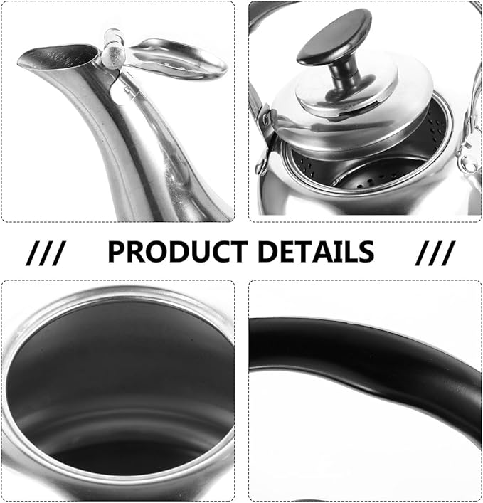 Luxshiny 1L Whistling Stainless Steel Water Kettle with Filter Screen for Stovetop Tea Brewing and Boiling Water