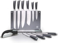 Schmidt Brothers -Heritage 12-Piece Kitchen Knife Set, High-Carbon German Stainless Steel Cutlery, Clear Acrylic Magnetic Knife Block