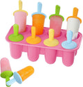 Miaowoof Silicone Popsicles Molds for Toddlers, 8-Cavity Non-BPA Premium Silicone Small Popsicle Molds, Ice Pop Mold with 8 Colorful Reusable Sticks for Kids (Pink)