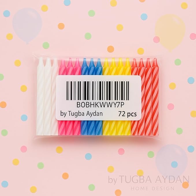 by Tugba Aydan - Birthday Candle - 72 Count Mix Color Birthday Candles for Cake, Cake Candle for Birthday, Party Small Candles